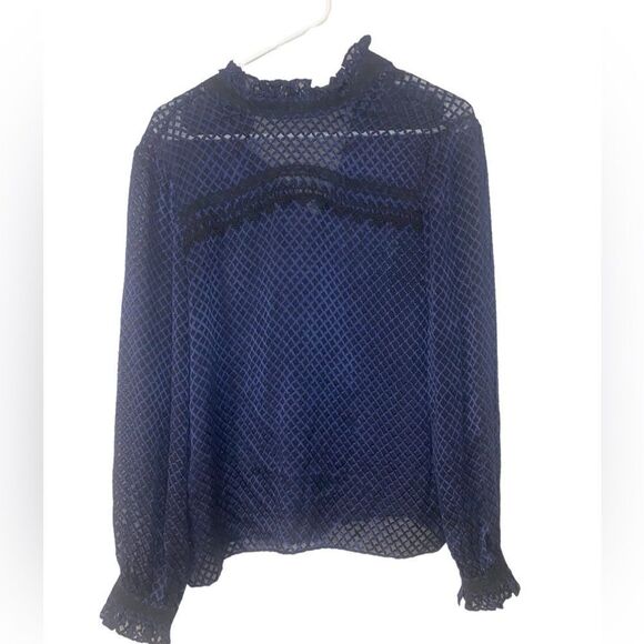 Saloni Sheer Emilie Black Polka Dot Blouse - Picture 2 of 6